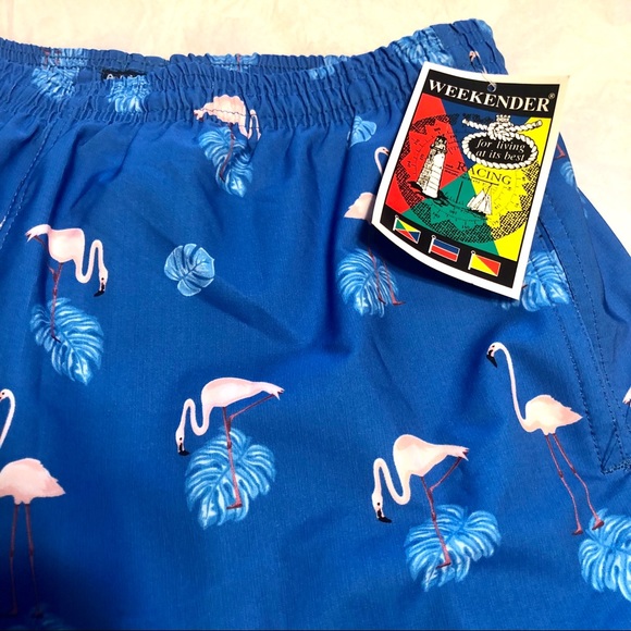 NWT Weekender Mens Pink Flamingo Print Swim Trunks - Picture 3 of 4
